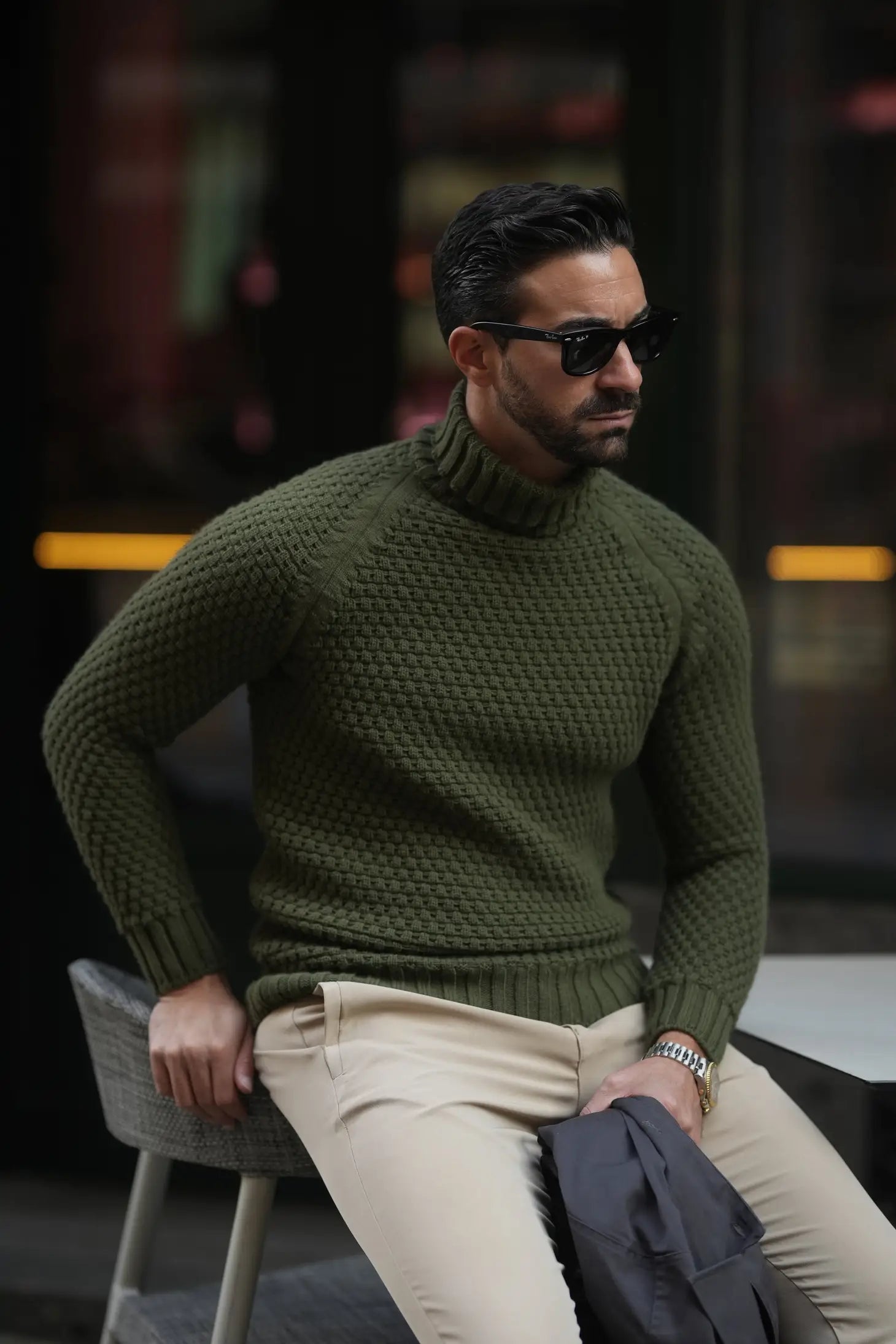 Men's Turtleneck Jumper Sweater-Clothing - Men-Donato-S-Khaki-Urbanheer