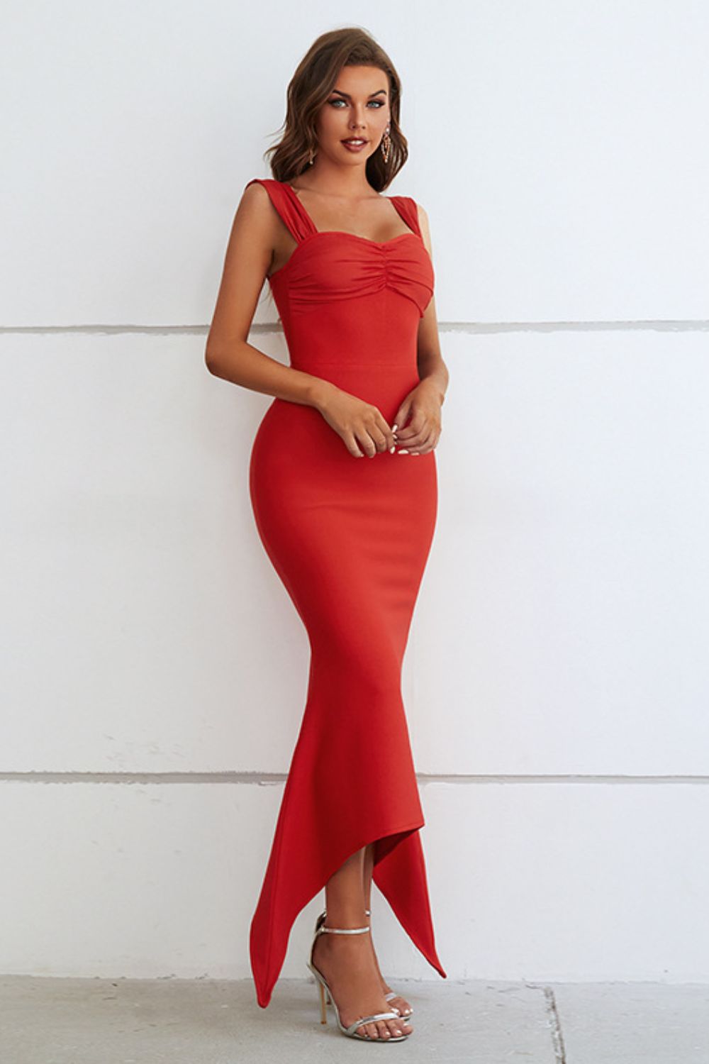 Ruched Sweetheart Neck Hem Detail Dress-Street 360-Scarlett-S-Urbanheer