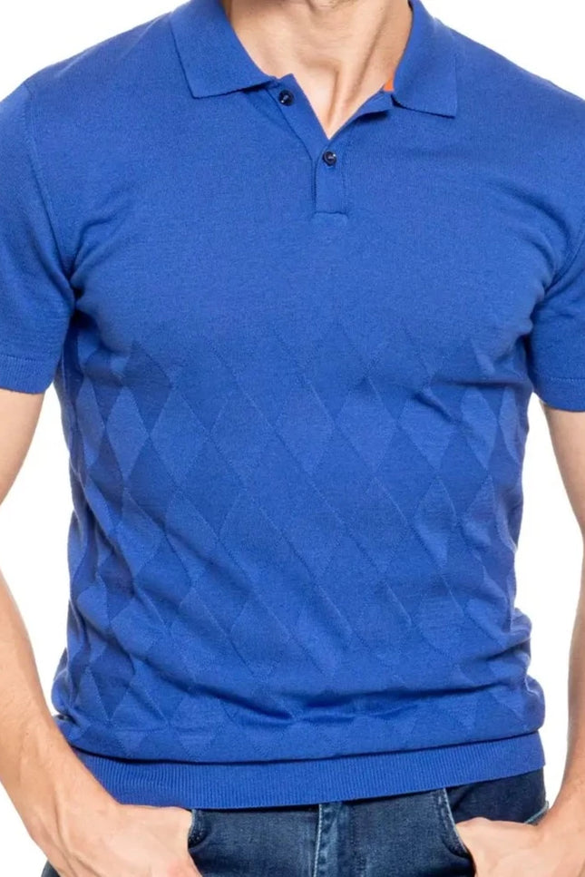 Argyle Knit Polo - Blue-Clothing - Men-Eight X-Urbanheer