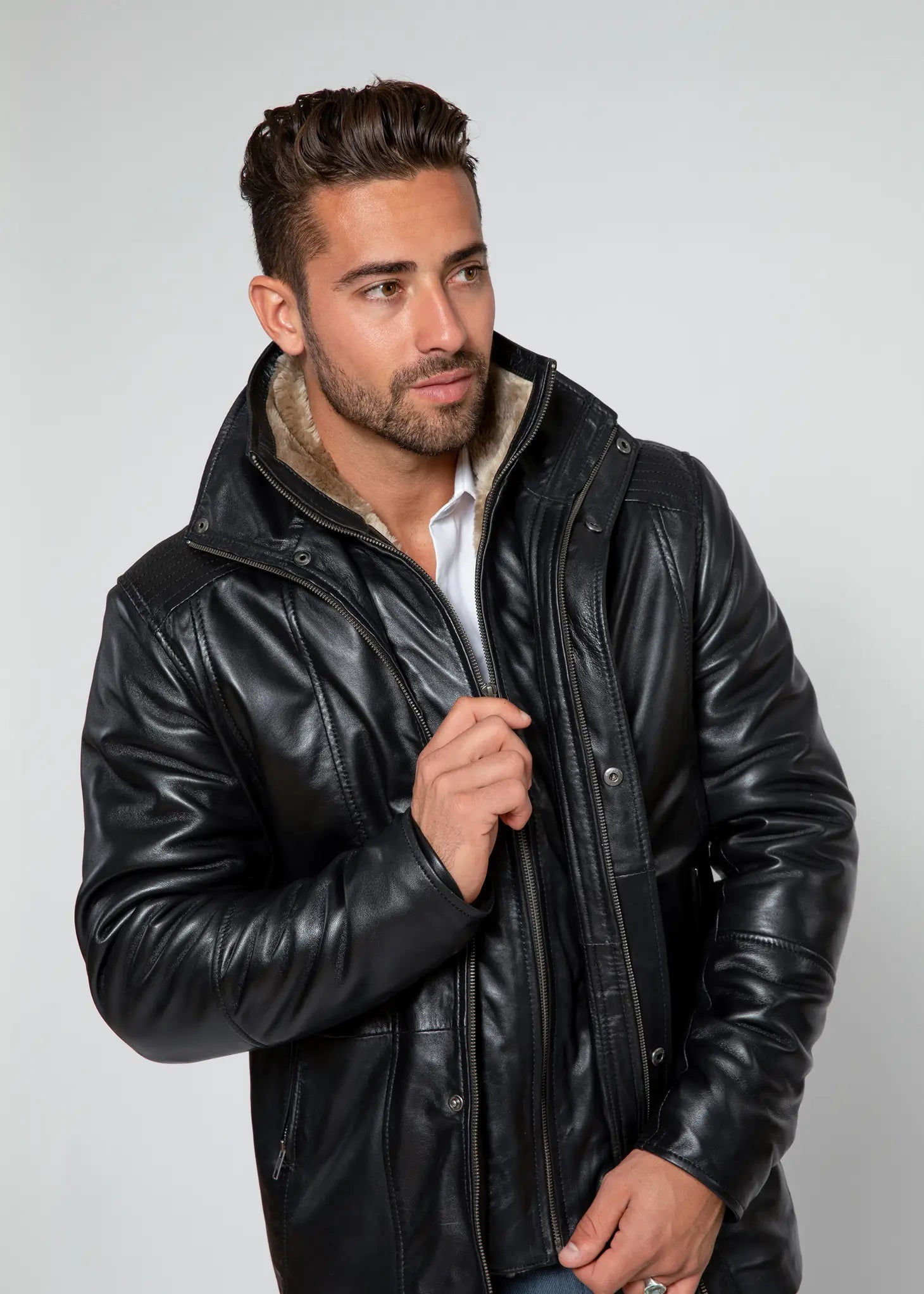 Men'S Tiberius Premium Lambskin Leather Coat With Fur-Clothing - Men-Fadcloset-XS-Urbanheer