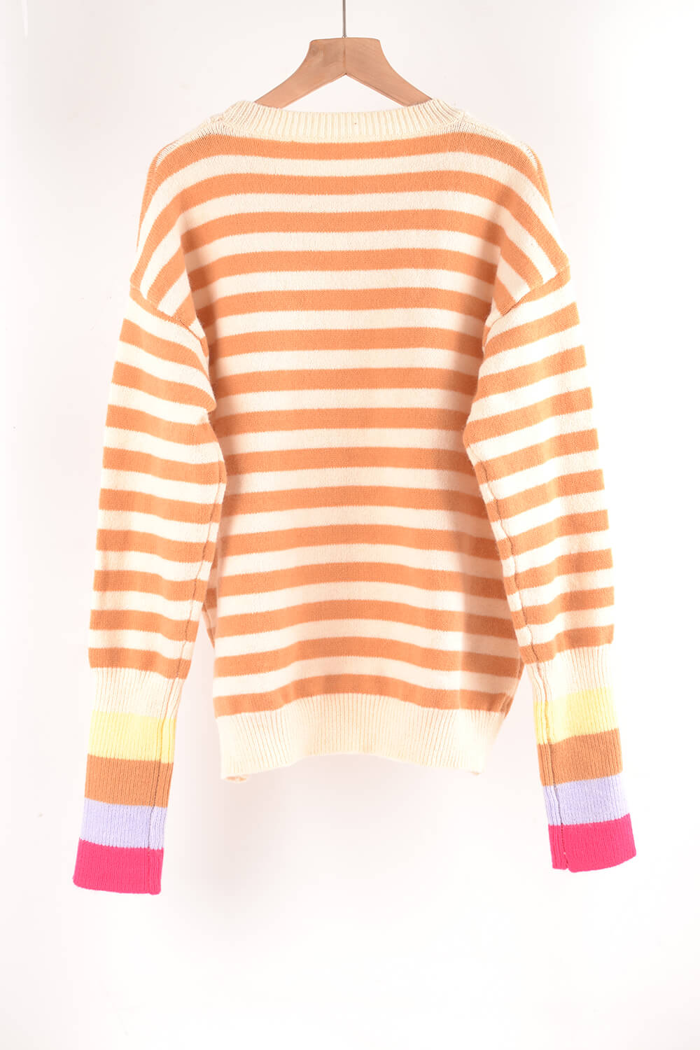 Warm Spice Striped Round Neck Sweater-Street 360-Black-S-Urbanheer