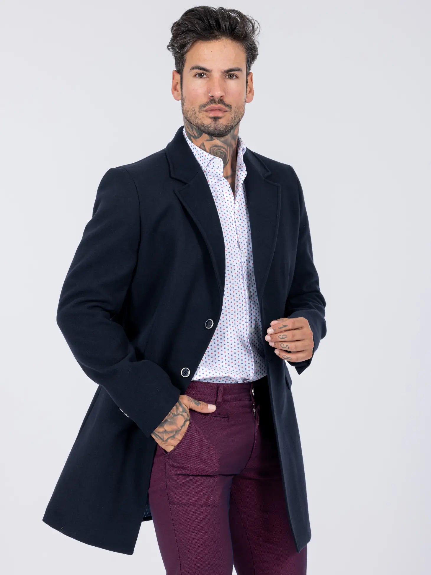 Drie Kleure Smk Overcoat - Marinho-Clothing - Men-SMK Denim&Co-S-Marinho-Urbanheer