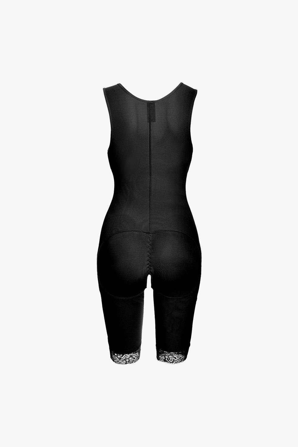 Full Size Lace Trim Shapewear With Zipper-Street 360-Black-S-Urbanheer