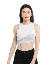 Two-Tone Sleeveless Crop Top-Heer Decor-S-White-Urbanheer