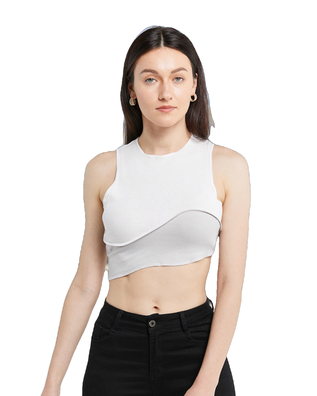 Two-Tone Sleeveless Crop Top-Heer Decor-S-White-Urbanheer
