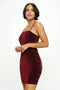 Gliter Mesh Contrast Nylon Zipper Back Closure Dress.-Chocolate USA-S-Urbanheer