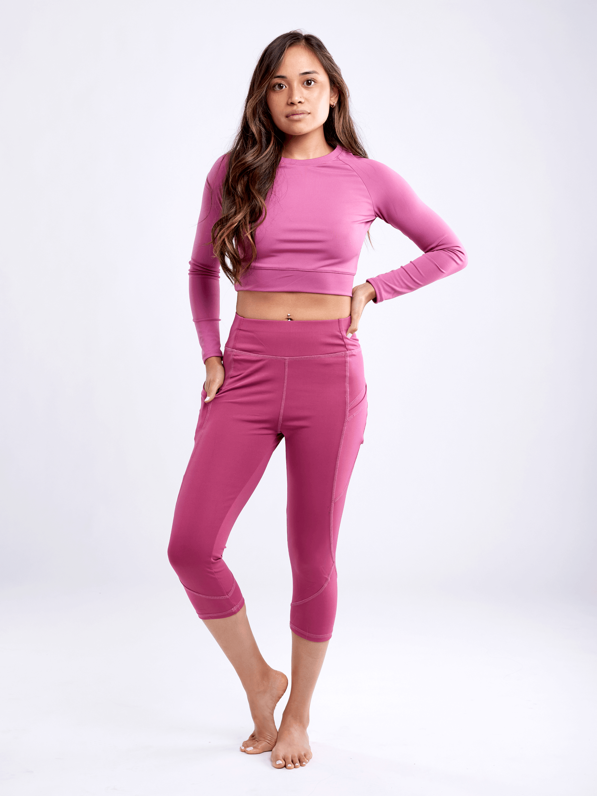 Mid-Rise Capri Fitness Leggings with Side Pockets-JupiterGear-Rose Dust-Small / Medium-Urbanheer