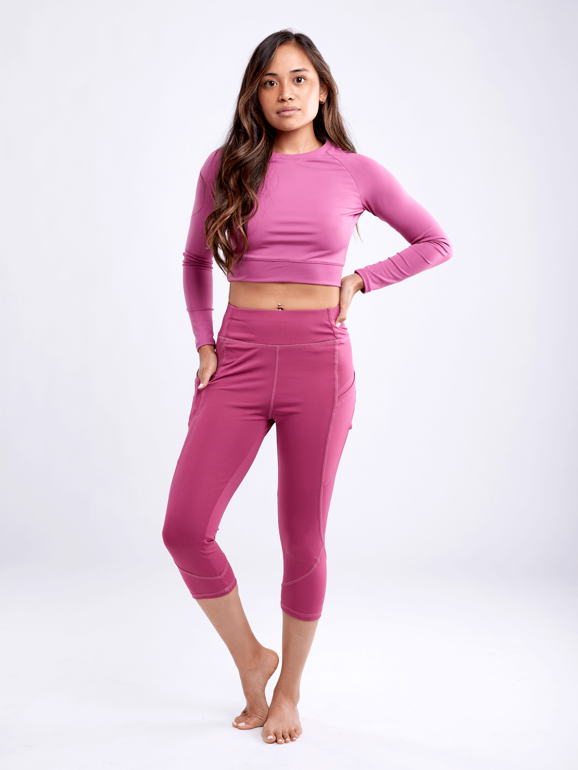 Mid-Rise Capri Fitness Leggings with Side Pockets-JupiterGear-Rose Dust-Small / Medium-Urbanheer