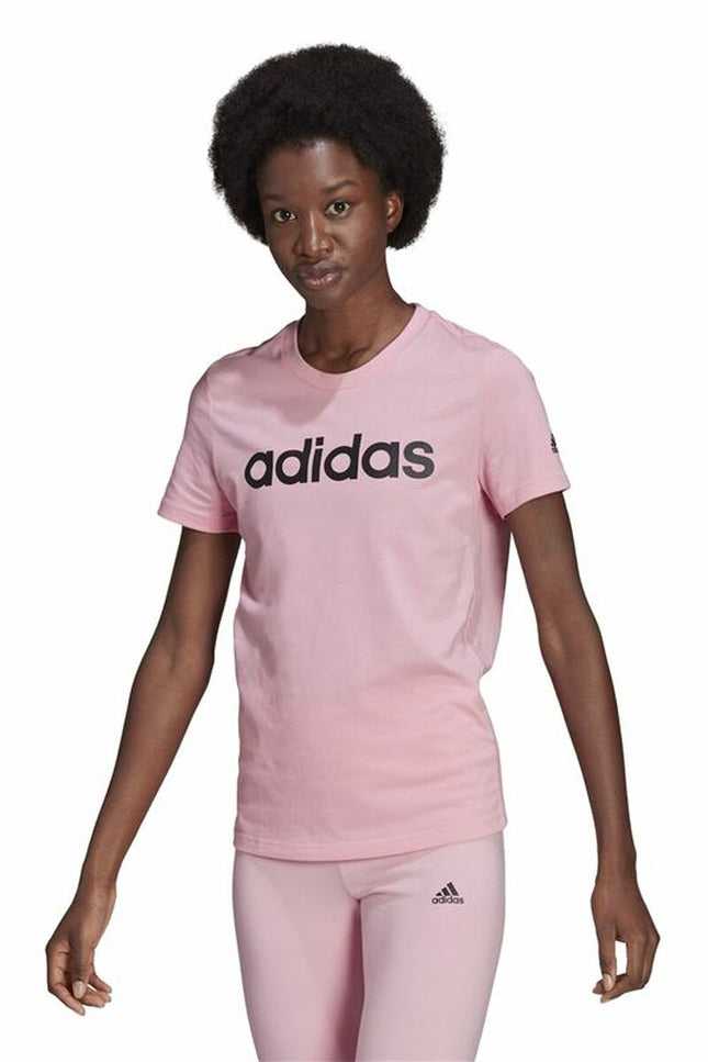 Women’S Short Sleeve T-Shirt Adidas Loungewear Essentials Slim Logo Pink-Adidas-Urbanheer