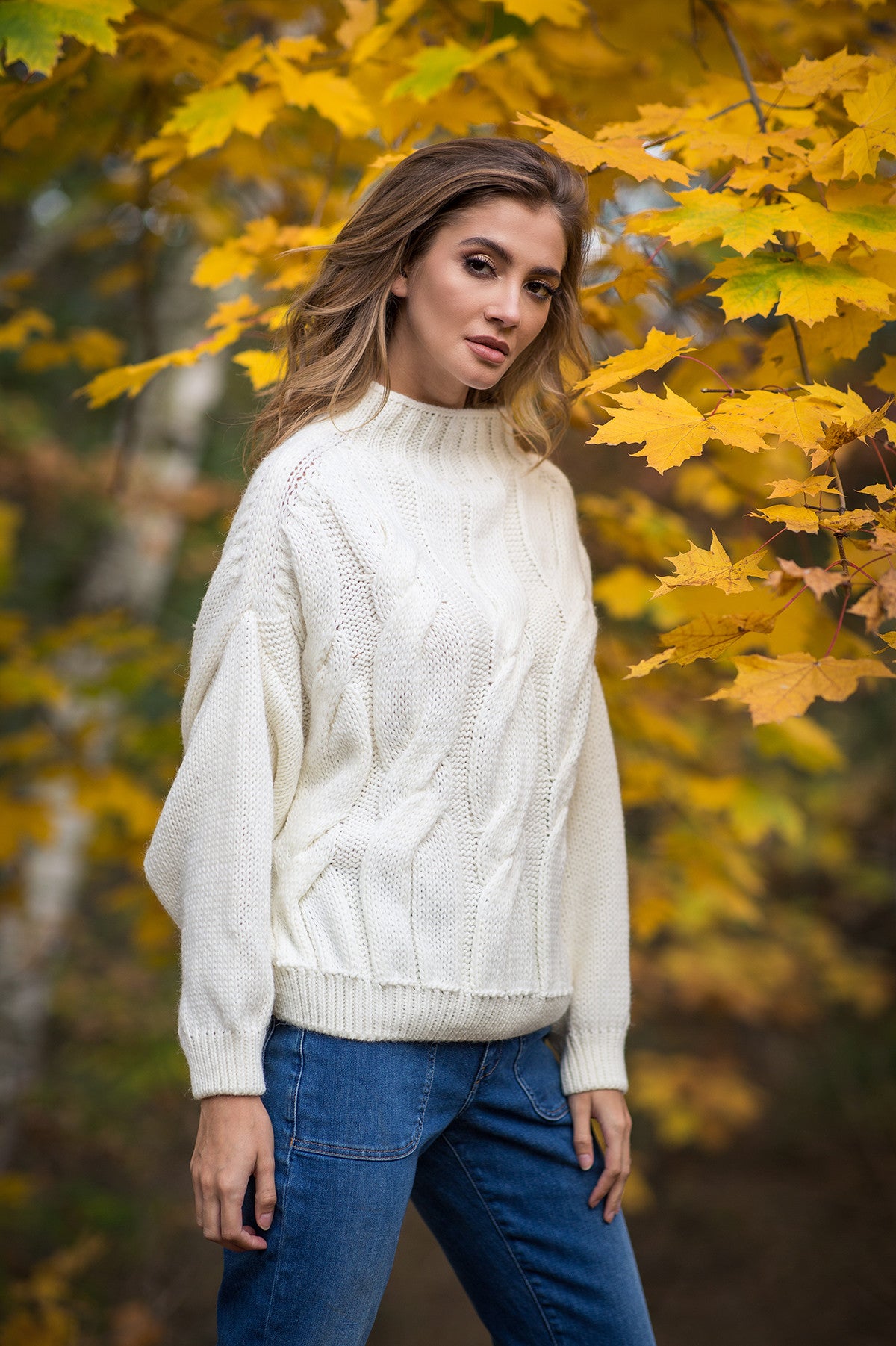 Fobya Female Jumper Oversize Amaranth Cream-UHXE-L/XL-Urbanheer