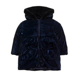 UBS2 Girl's down jacket in navy color. Hood with fur. Pocket