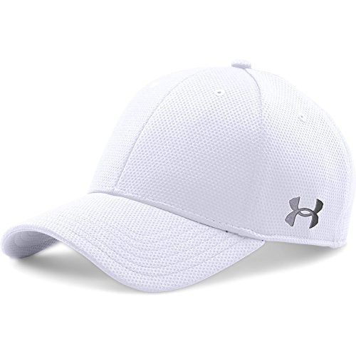 Under Armour Men'S Curved Brim Stretch Fit Cap, White/Graphite, Large/X-Large-Clothing - Men-Under Armour-Urbanheer