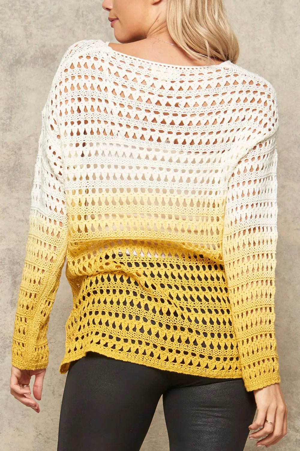 Ombre Open Weave Knit Tunic Sweater-Promesa USA-SM-Urbanheer