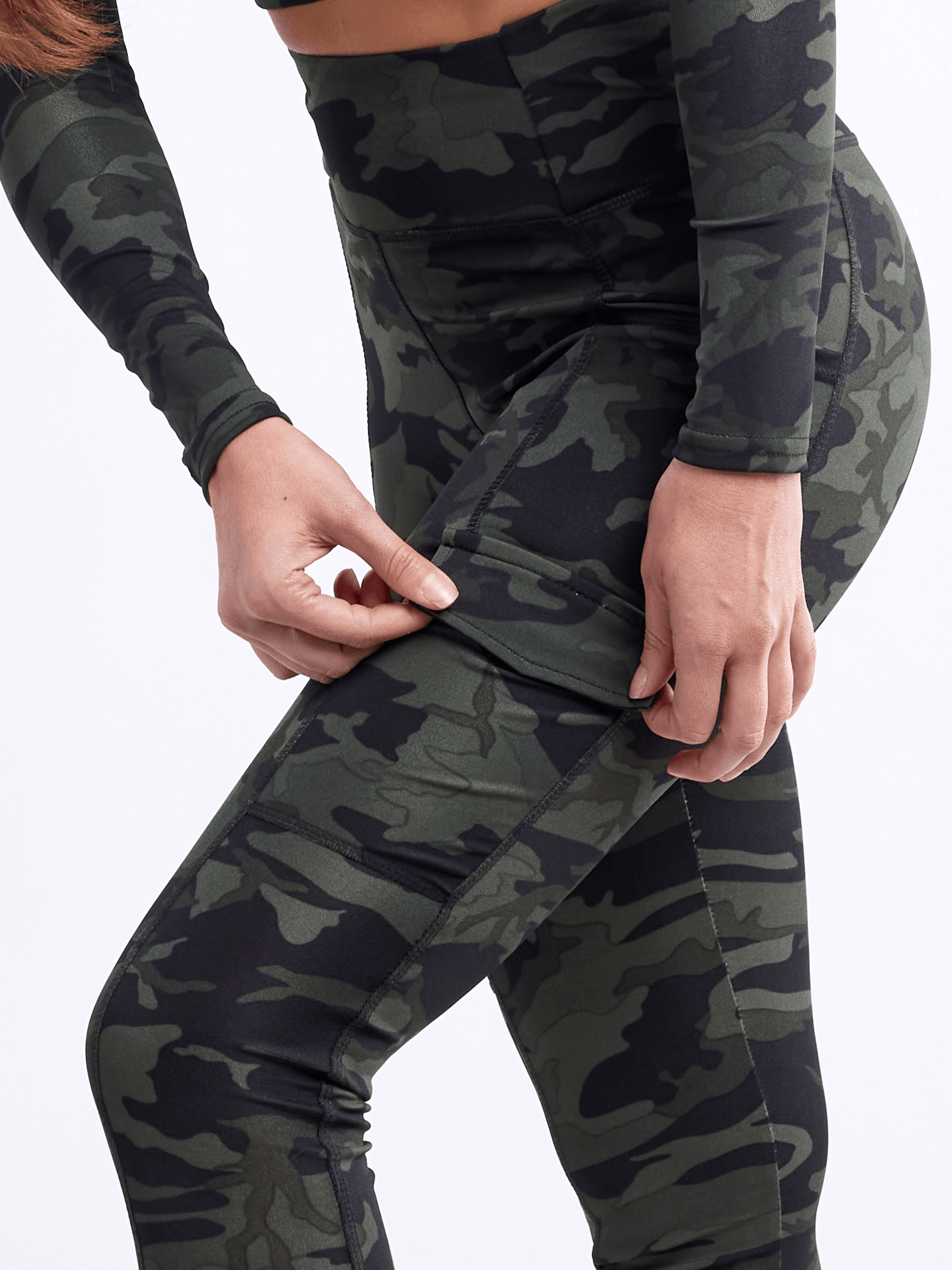 High-Waisted Leggings with Side Cargo Pockets-JupiterGear-French Camo-Small / Medium-Urbanheer