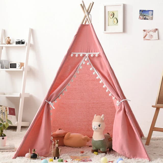 4 Colors Authentic Teepee Play Tent Pom Pom-Baby Bedding Design-Urbanheer