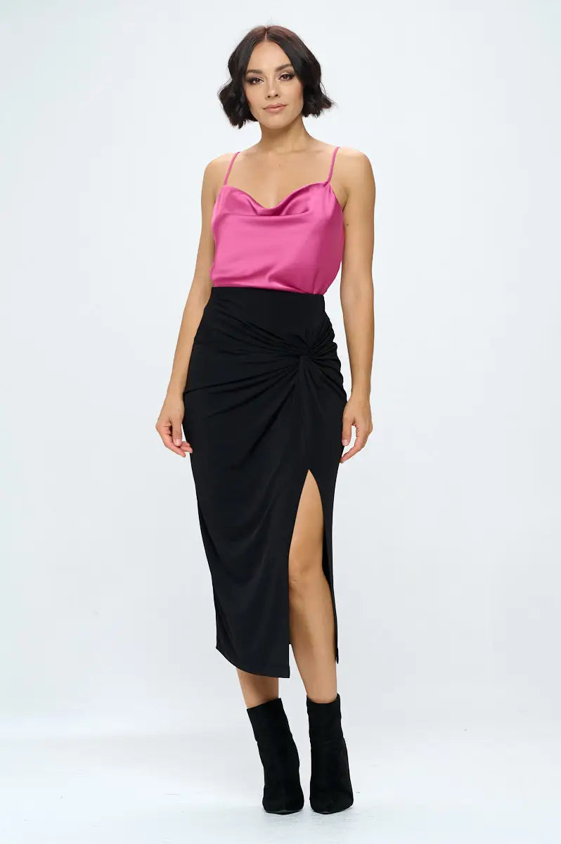 Solid Silky Satin Tank Top-Renee C.-S-Urbanheer