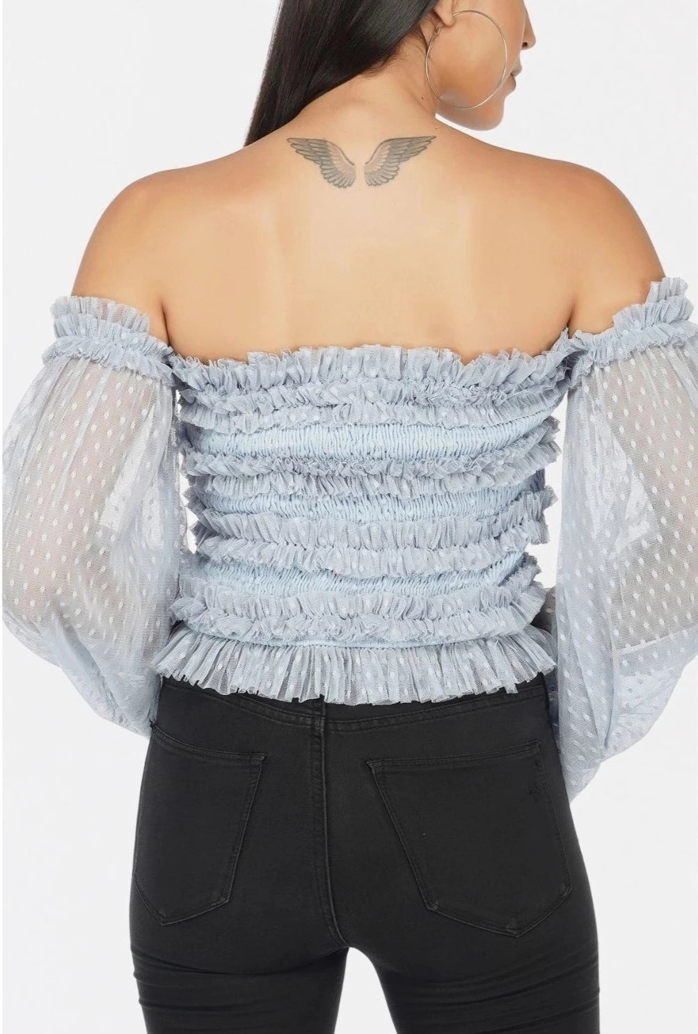 Rolf Top in Blue Polka.-lace and beads-UK 6-Urbanheer