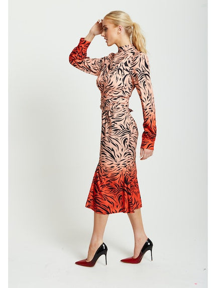 Liquorish Zebra Print Midi Dress