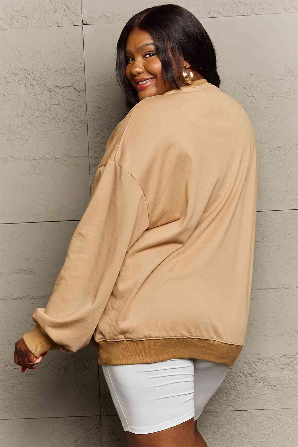 Simply Love Full Size Halloween Element Graphic Sweatshirt-Street 360-Khaki-S-Urbanheer