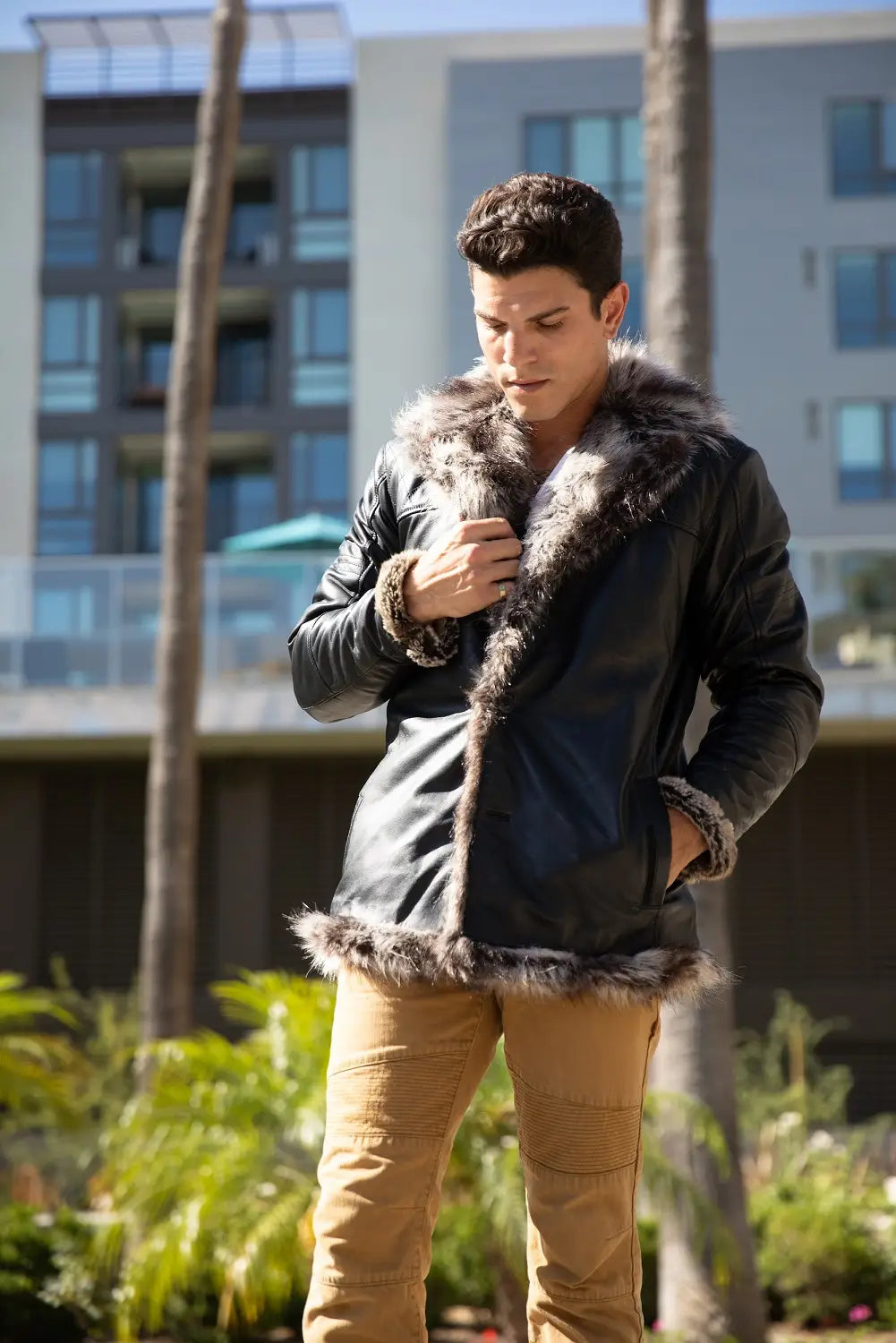 Men'S Jayden Shearling Faux Fur Leather Jacket-Clothing - Men-Fadcloset-XS-Urbanheer