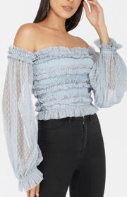 Rolf Top in Blue Polka.-lace and beads-UK 6-Urbanheer