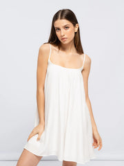 White Dress With Square Neckline-Dresses-SMF-S-Urbanheer