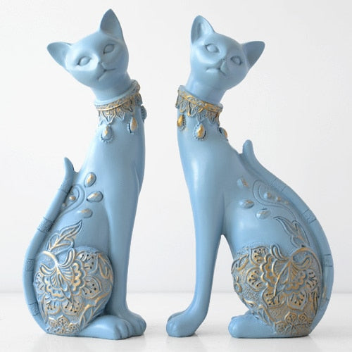 Figurine Decorative Resin Cat Statue-Decor-Ze BlakHom-Sky blue-Urbanheer
