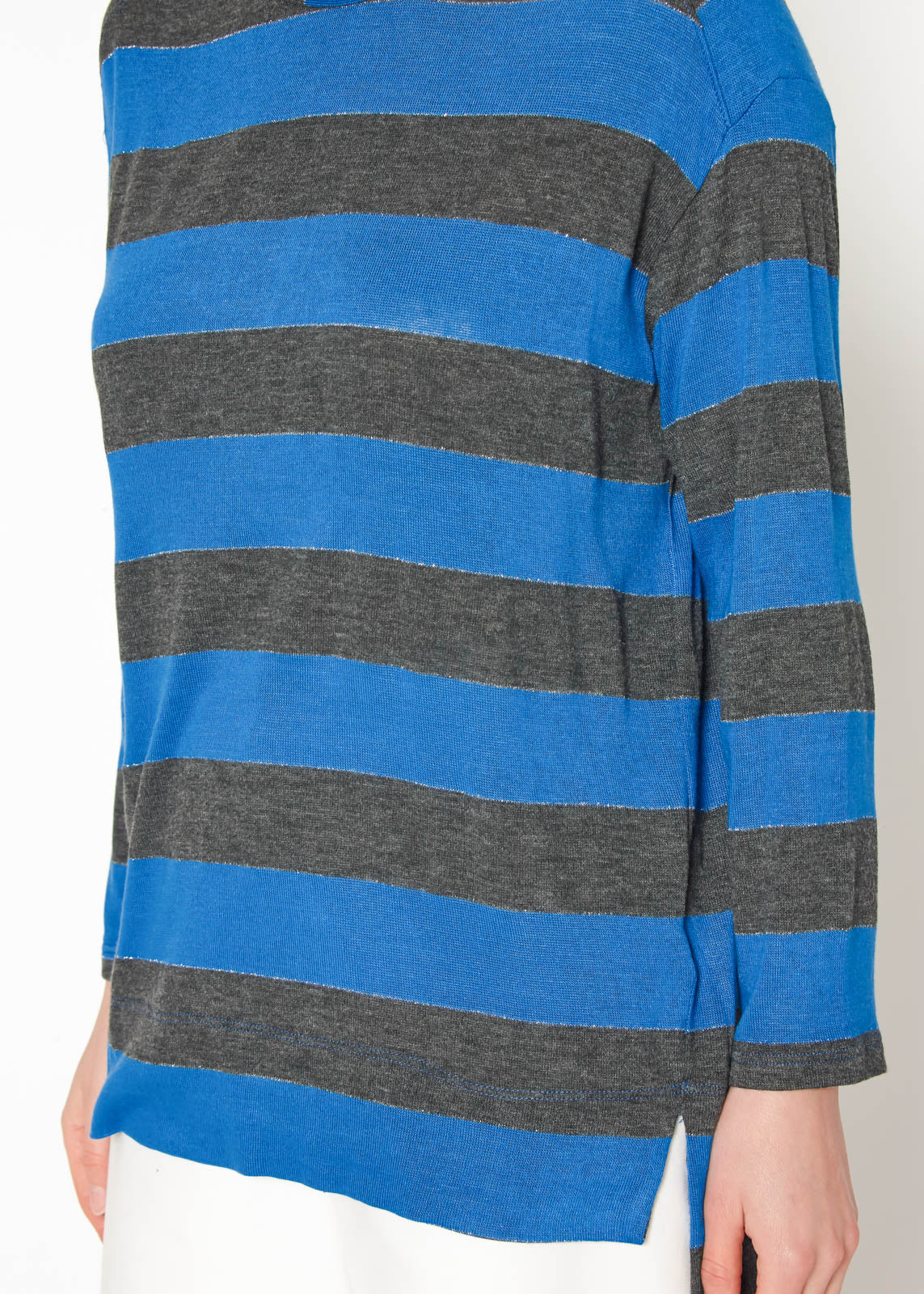 Women'S Long Sleeve Crewneck Stripe Tee-Lemon Hera-L-Fuchsia Charcoal-Urbanheer