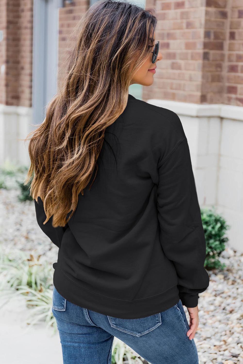 FALL Leopard Sunflower Print Halloween Graphic Sweatshirt-UHXC-Black-(US 4-6)S-Urbanheer