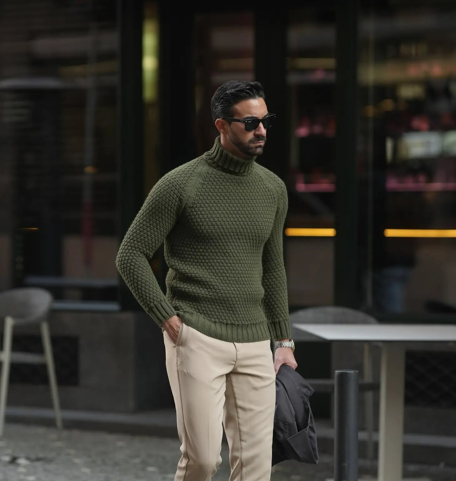 Men's Turtleneck Jumper Sweater-Clothing - Men-Donato-S-Khaki-Urbanheer