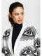 Liquorish Eye Pattern Longline Cardigan In White-Liquorish-S-Urbanheer