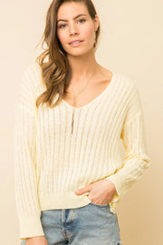 Knotted Back Pullover Sweater - Lemon-Mystree-S-Urbanheer