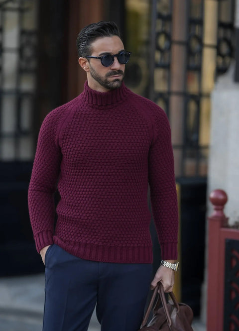 Bordeaux Men'S Turtleneck Jumper Sweater-Clothing - Men-Donato-S-Urbanheer