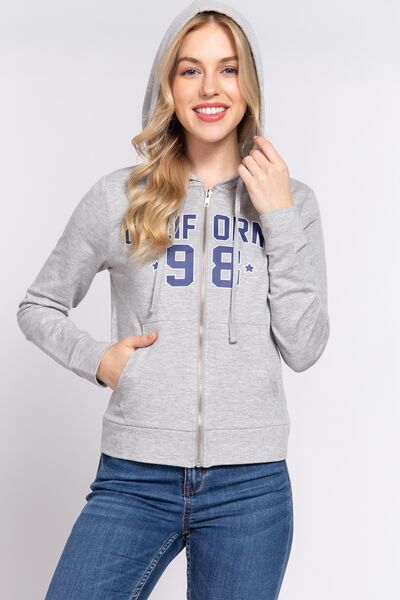 Active Basic California Zip Up Drawstring Long Sleeve Hoodie-Street 360-H Grey/Navy-S-Urbanheer