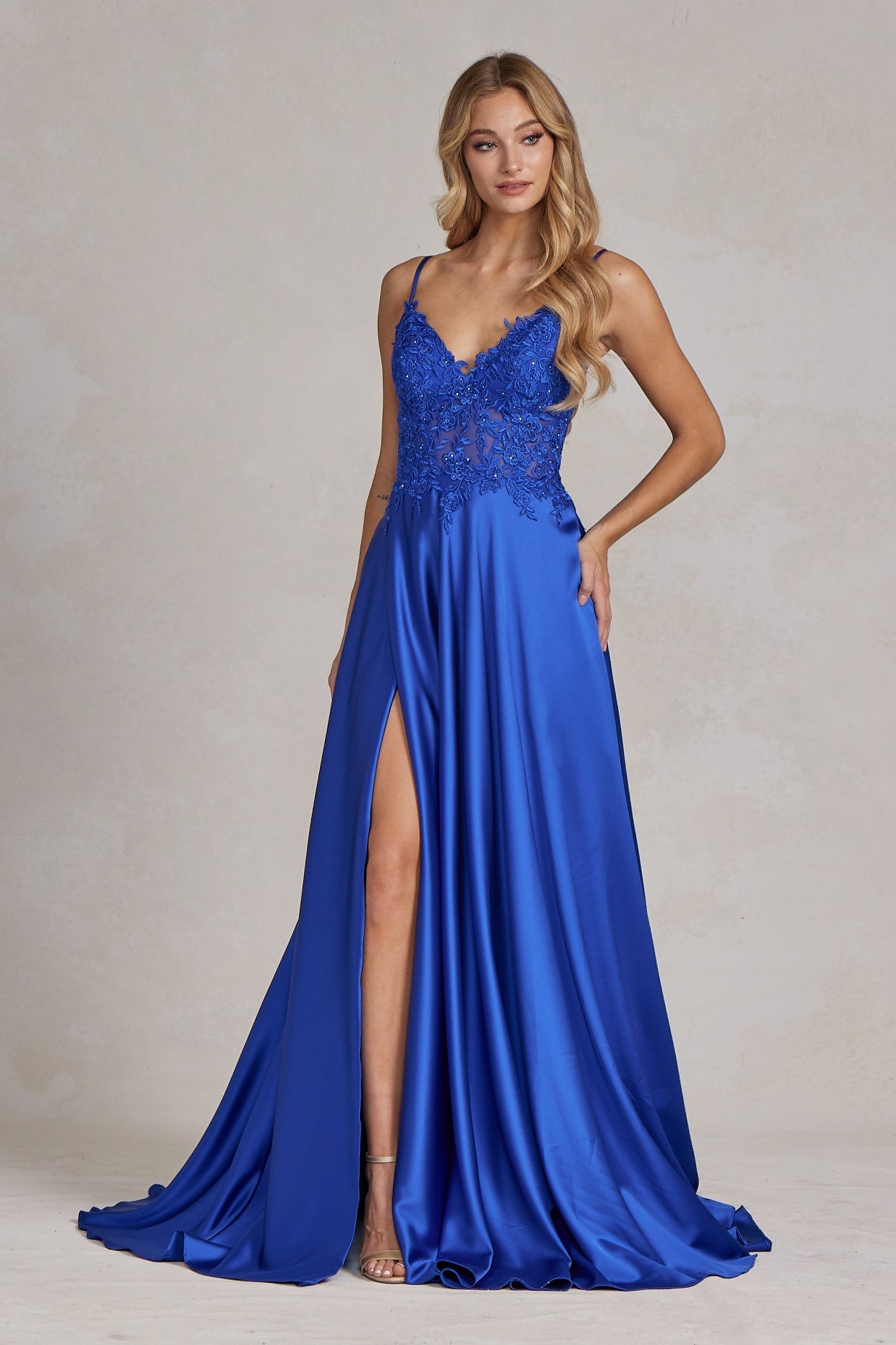 Embroidered Lace Bodice Open V-Back-NXAB-00-EMERALD-Urbanheer