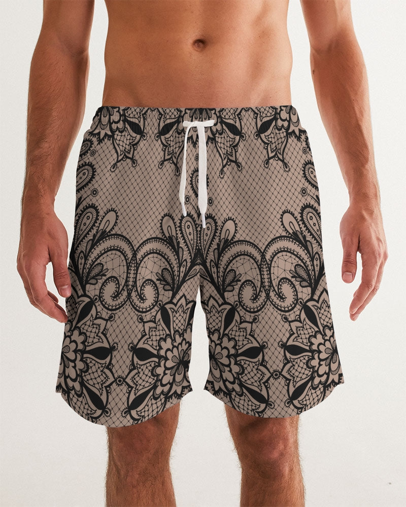 Black & Nude Lace Men'S Swim Trunk-Kin Custom-XS-Urbanheer