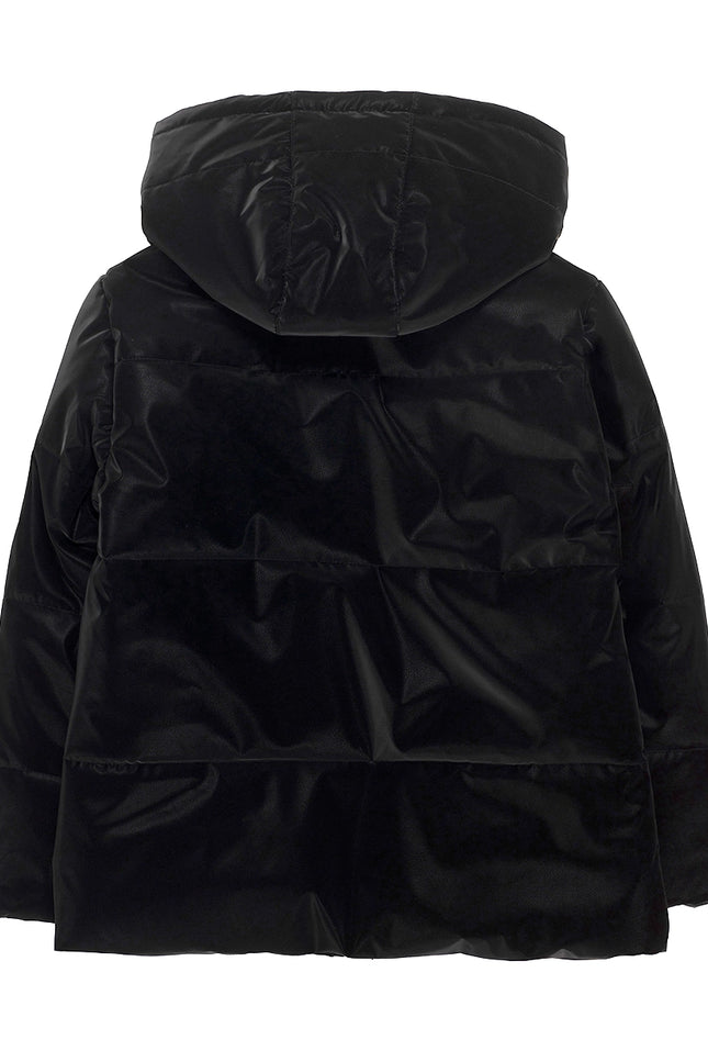 Ubs2 Girls' Down Jacket In Faux Leather In Black.-UBS2-Urbanheer