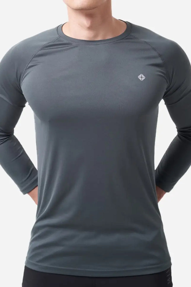 Tm Men Workout Long Sleeve T-Shirt - Gray-Clothing - Men-Thousand Miles-Urbanheer