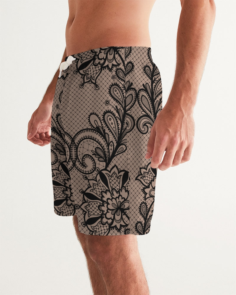 Black & Nude Lace Men'S Swim Trunk-Kin Custom-XS-Urbanheer