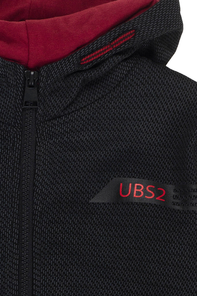 Ubs2 Boy'S Cotton Fleece Sweatshirt With Micro Print In Black.