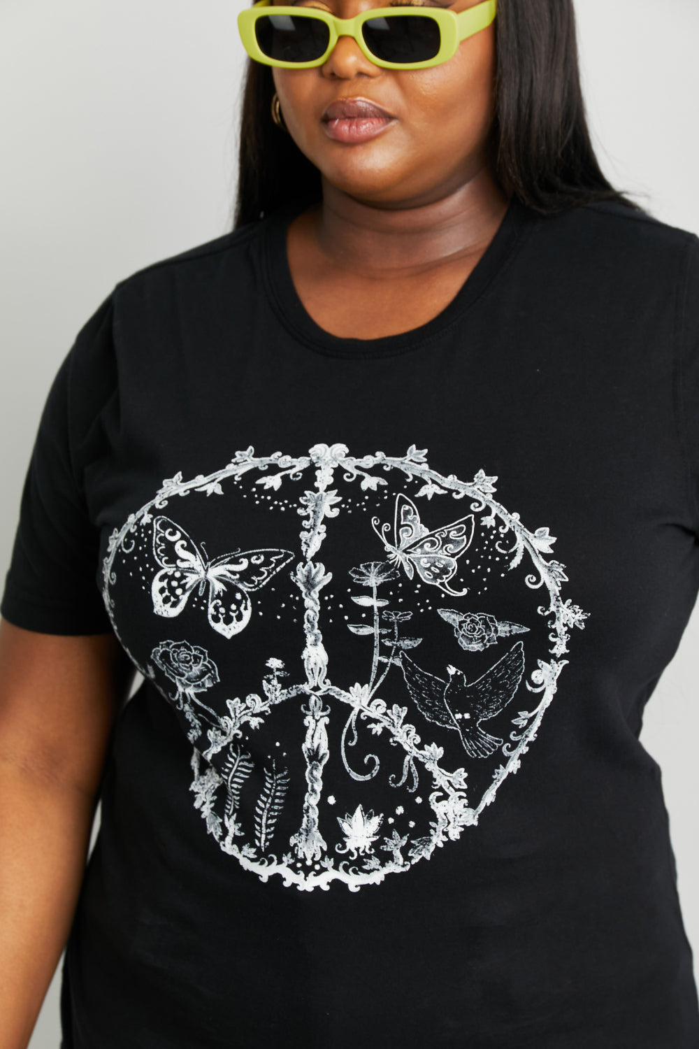 mineB Full Size Butterfly Graphic Tee Shirt-Street 360-Black-S-Urbanheer