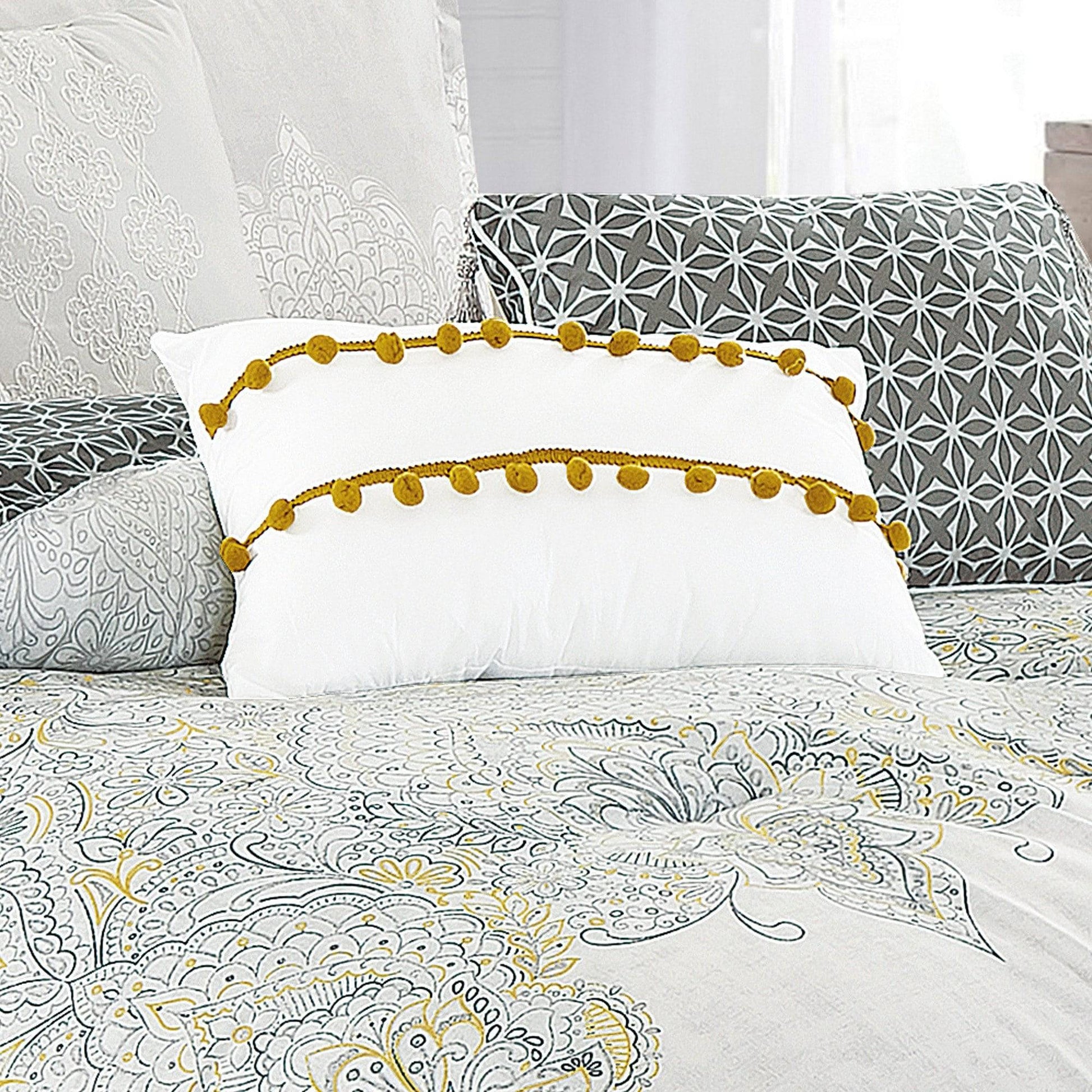 Floral Jacquard Modern Creame Comforter - 7 Piece Set-Linens & Bedding-linen mart-King-Urbanheer