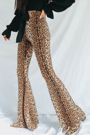 Leopard Print Flare Leg Pants-Street 360-Leopard-S-Urbanheer