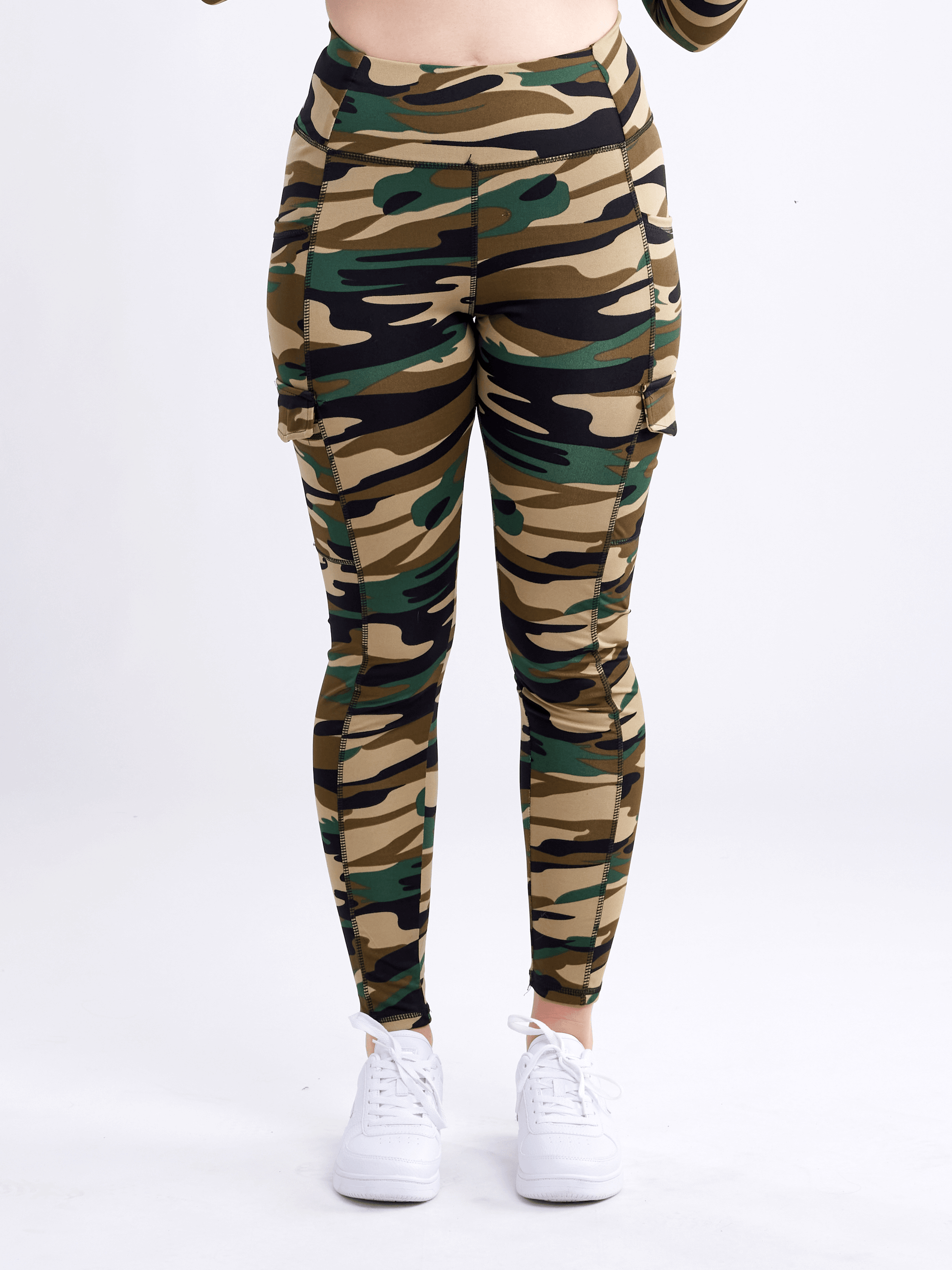 High-Waisted Leggings with Side Cargo Pockets-JupiterGear-French Camo-Small / Medium-Urbanheer