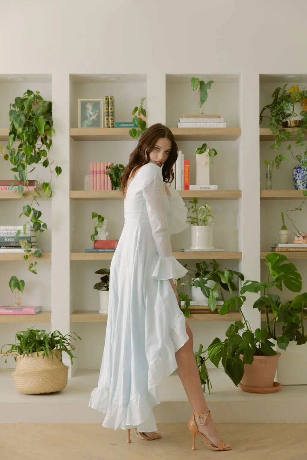 Baby Blue Maxi Dress Bridesmaids Wedding Women’S Ruffle-Carolina Benoit-XS-Urbanheer