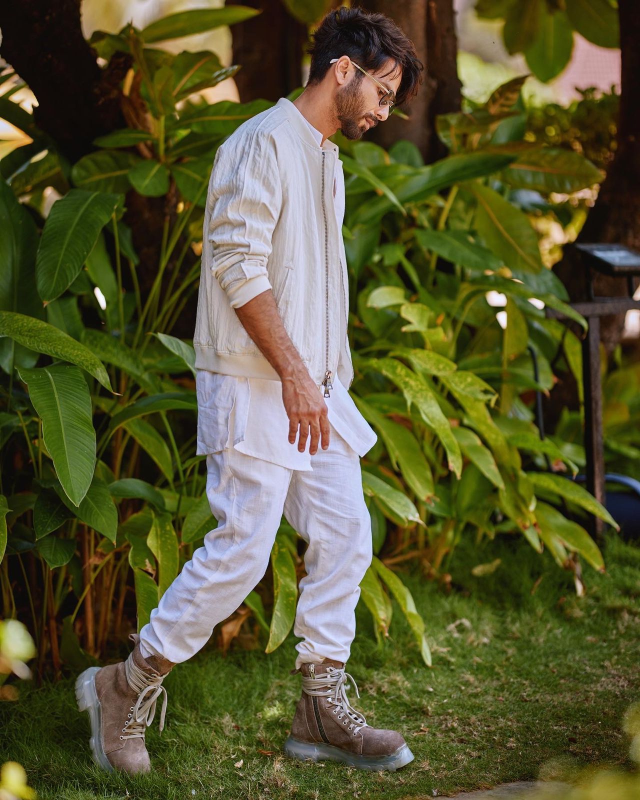 Shahid Kapoor In Our - Off-White Bomber Jacket With Kurta & Pant Set-Biker Jacket Set-Bohame-XS-5"-5'4"-Urbanheer