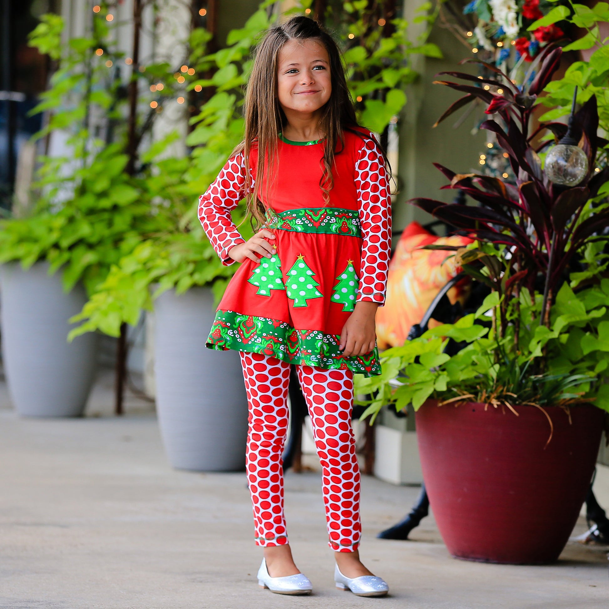 AnnLoren Girls Boutique Winter Holiday Red Green Damask Dress and Legging Set sz 2/3T-9/10-AnnLoren-9-10-Urbanheer