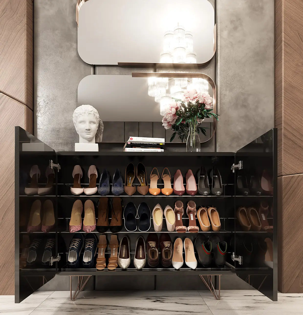 Unique Shoe Cabinet-Franco Furniture-47.2″ x 11.4″ x 39.4″ (120 x 29 x 100 cm)-Urbanheer