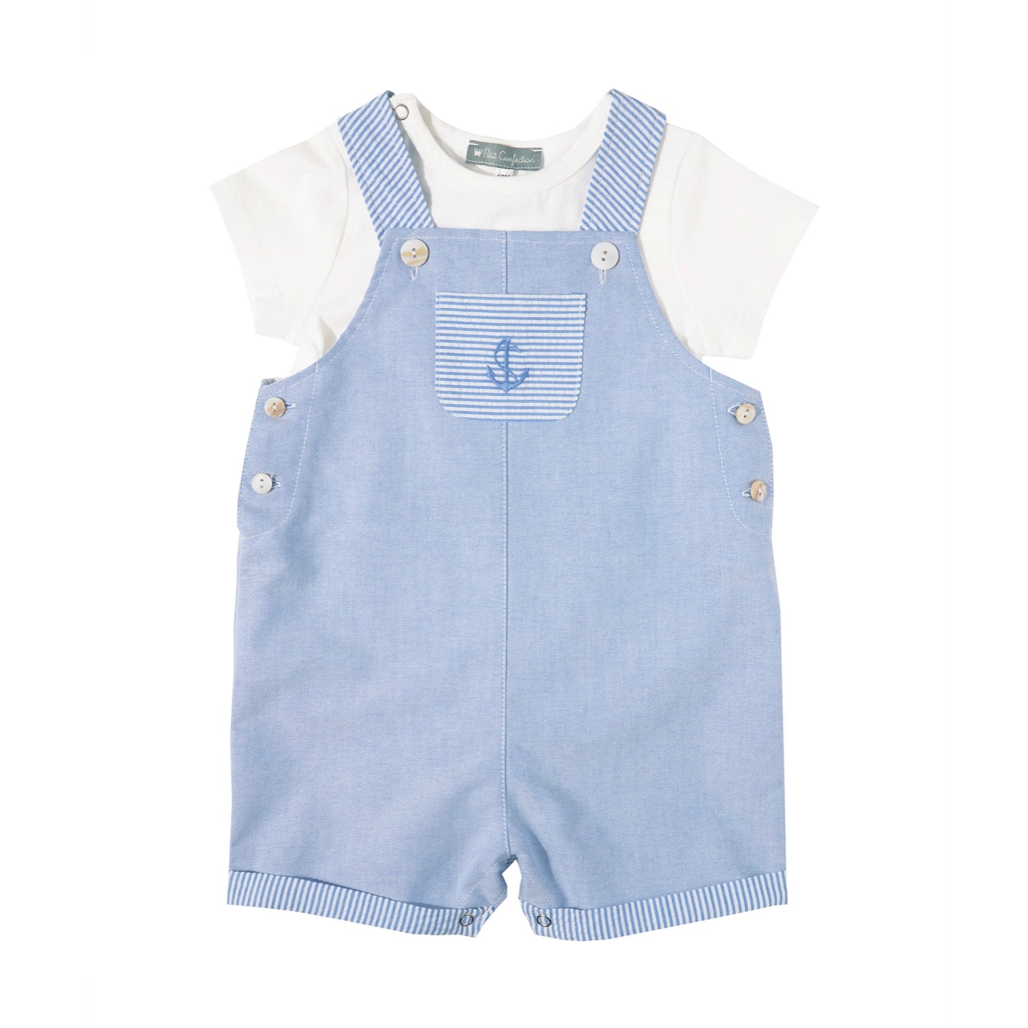 Anchor Embroidered Overalls Set.-Petit confection-3M-Urbanheer