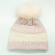 Baby Cashmere Cable Hat With Pom-Babies hat-PORTOLANO NEWBORN-BABY PINK-6-9M-Urbanheer